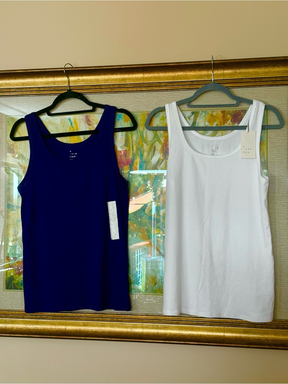 A New Day brand Purple &White Slim Fit Layered Tank Top